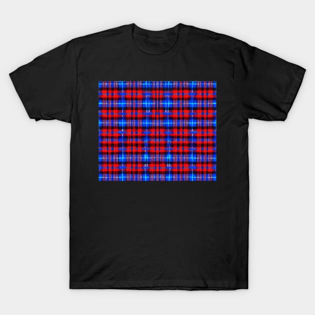 Red White and Blue Aesthetic Tartan Pattern - Patriotic Plaid Quilt 2 T-Shirt by BubbleMench